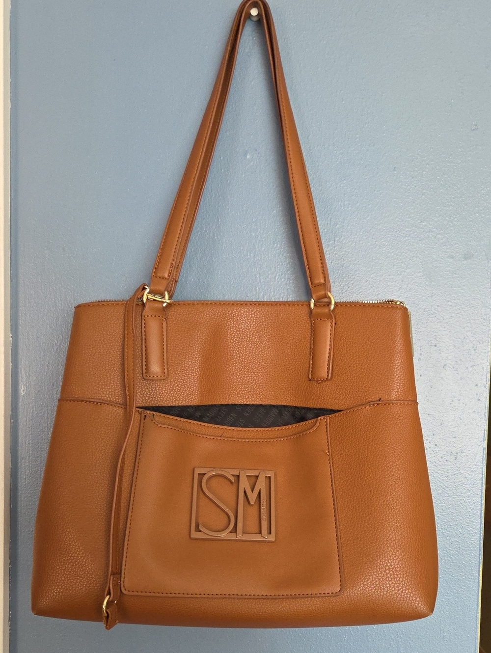 Steve Madden Cognac Tan Logo Tote